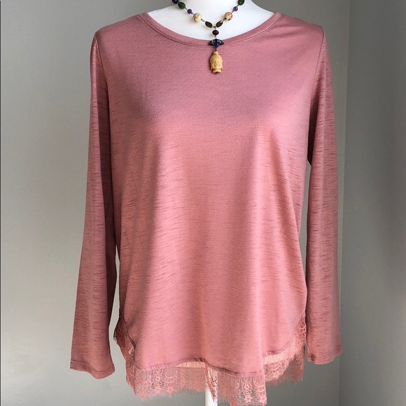 LC Lauren Conrad Tops - LC Lauren Conrad Long Sleeve Lace Detail Top
